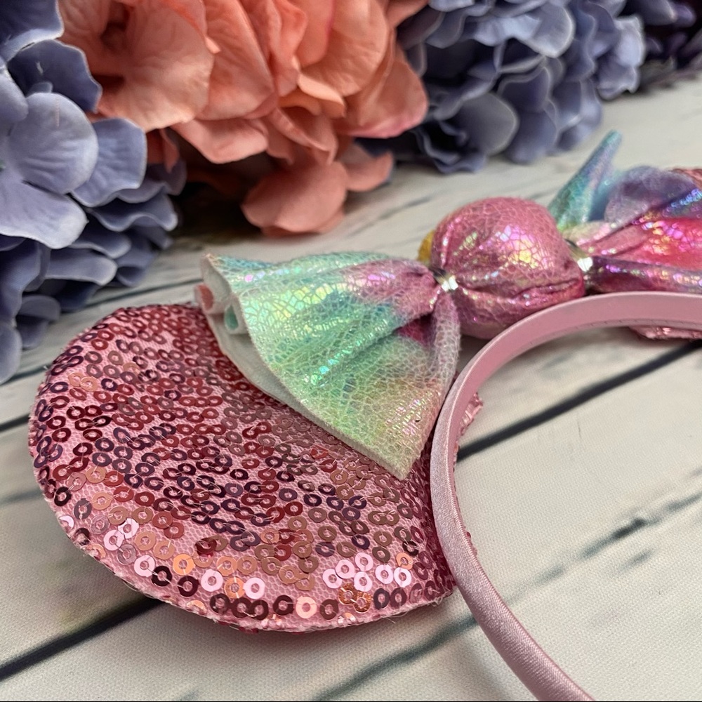 Minnie Mouse Pink Sequin Headband with Candy Bow - Picture 7 of 14